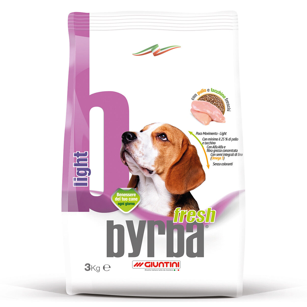 Giuntini Byrba Fresh Light 12KG Alimento Mangime Cibo per Cani con Cereali Fibre