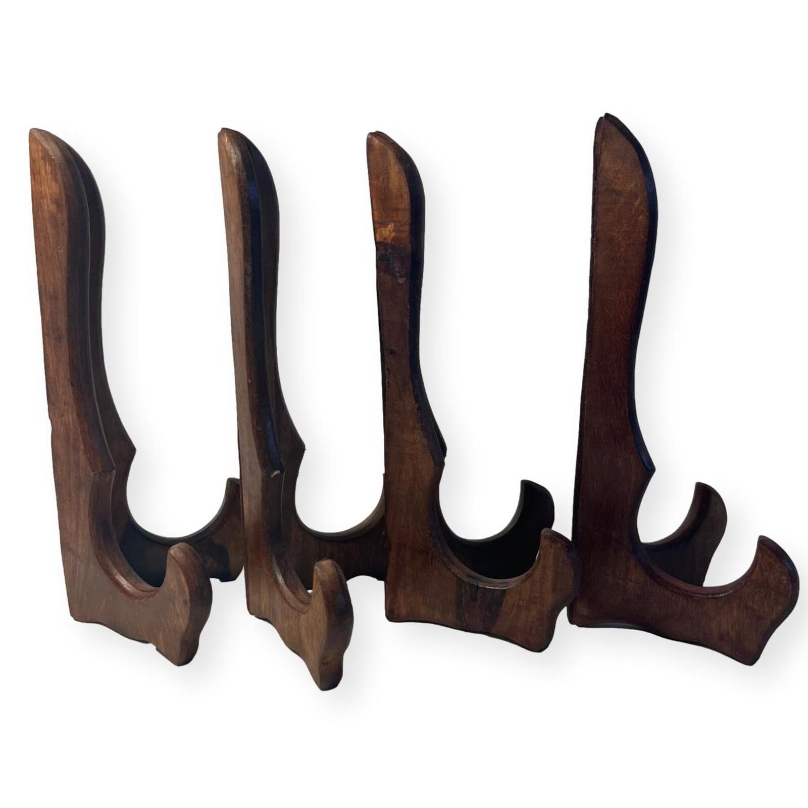 Set of Four, 25cm, 9.5 inch Folding Wooden Plate Stands