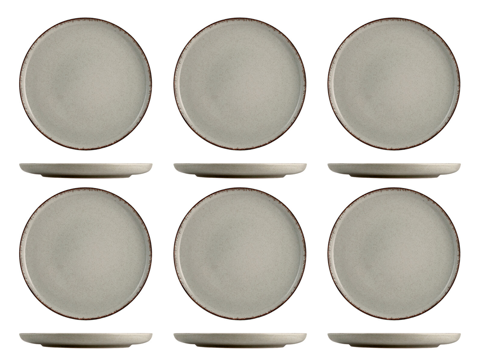 H&H Set 6 Piatti Piani Pearl Cm27 Grigio