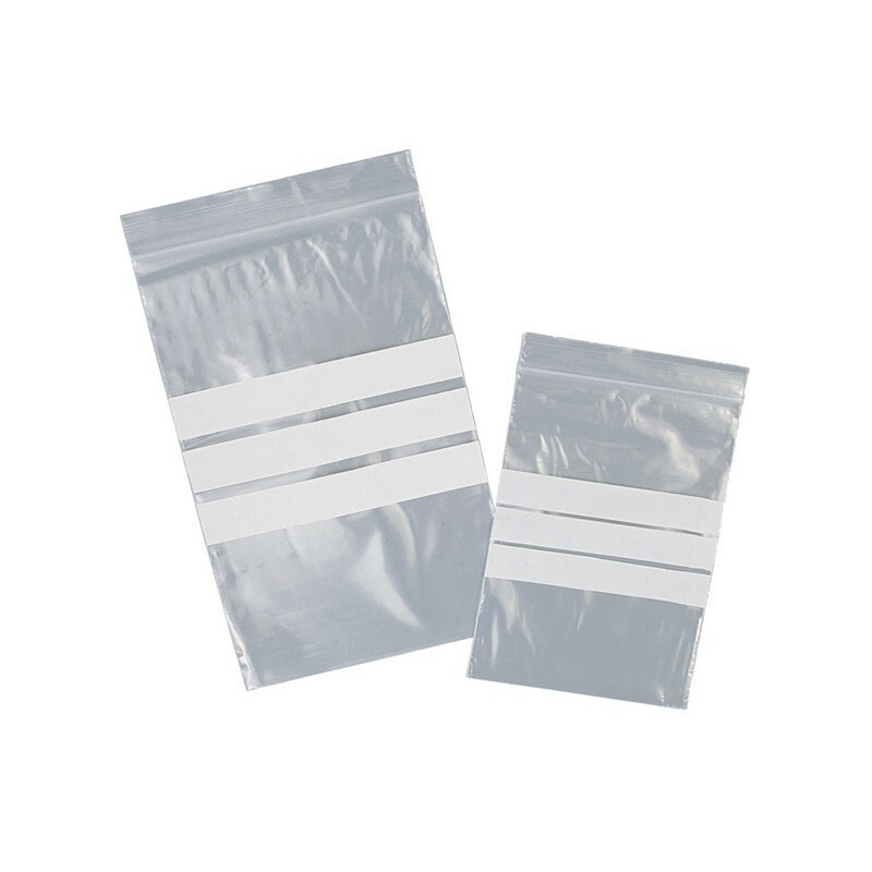 100 Sacchetti zip - con bande scrivibili e foro - 120x170 mm - Viva