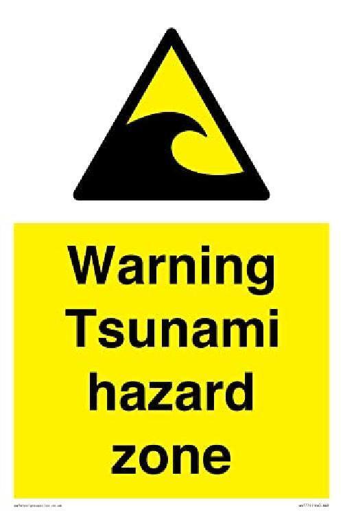 Warning Tsunami Hazard Zone Sign - 200 x 300 mm - A4P
