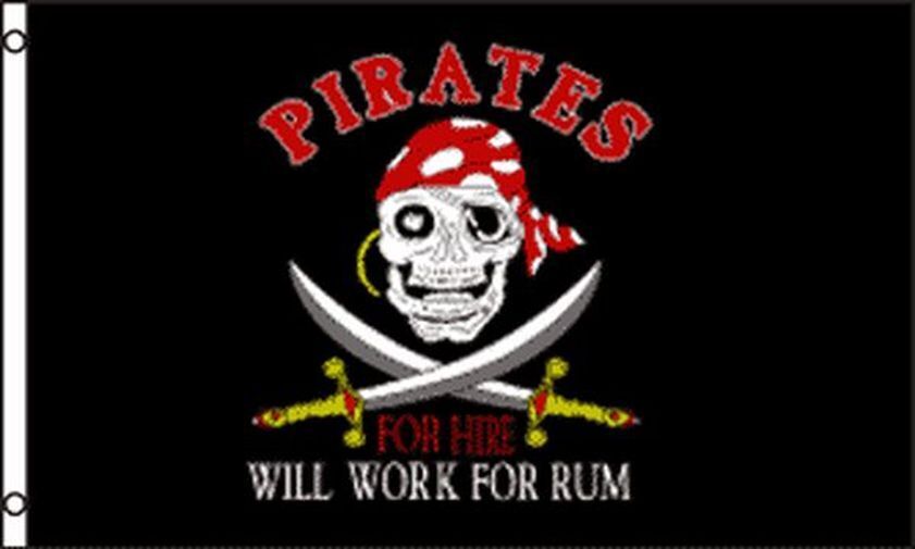 BANDIERA PIRATA FABBRICANTI DI ROM 150x90cm - BANDIERA DEI PIRATI - TESCHIO 90 x