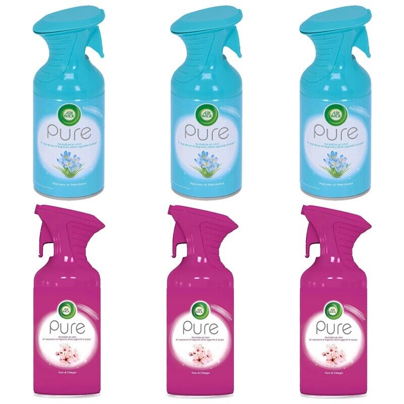 6pz Air Wick Pure Fiori di Ciliegio/Profumo di Primavera deo ambient spray 250ml