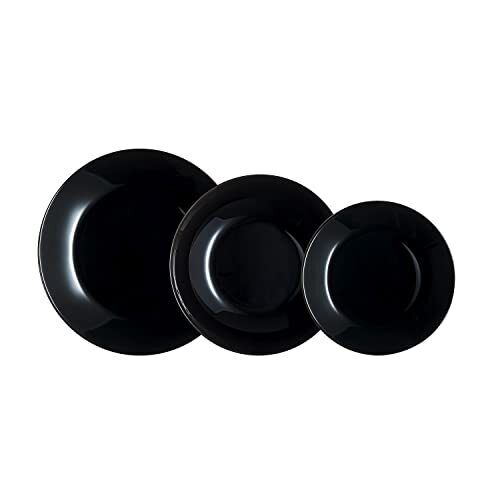 Luminarc Set di stoviglie in vetro nero Arcopal Zelie, 12 pezzi, 4 posti, nero