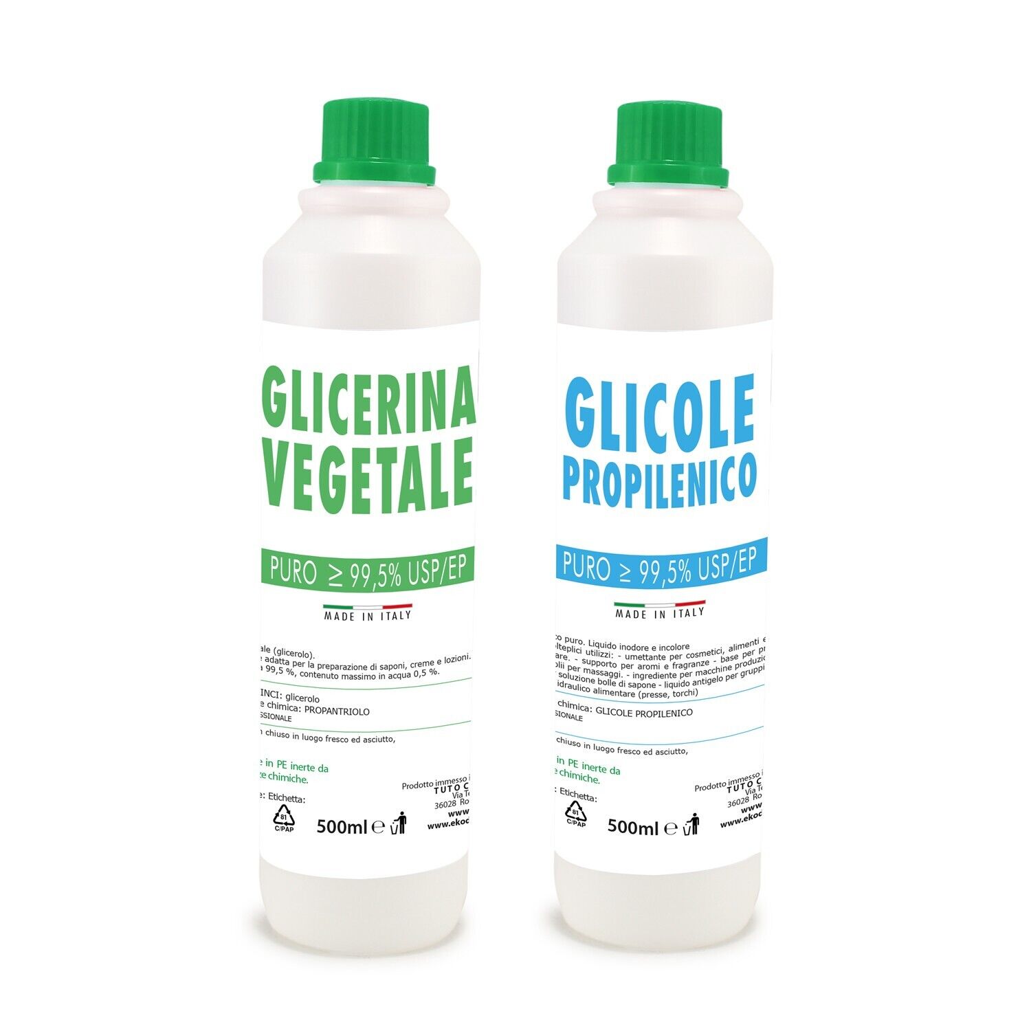 Glicole Propilenico e Glicerina Vegetale 500grammi, Liquida Pura - Kit Base Neut