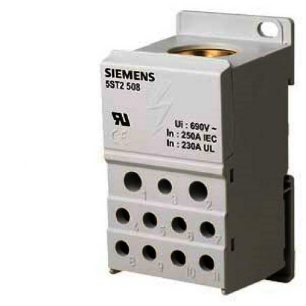 SIEMENS BLOCCO DISTRIBUTORE MODULARE 1 POLO 250A 690V 5ST2508