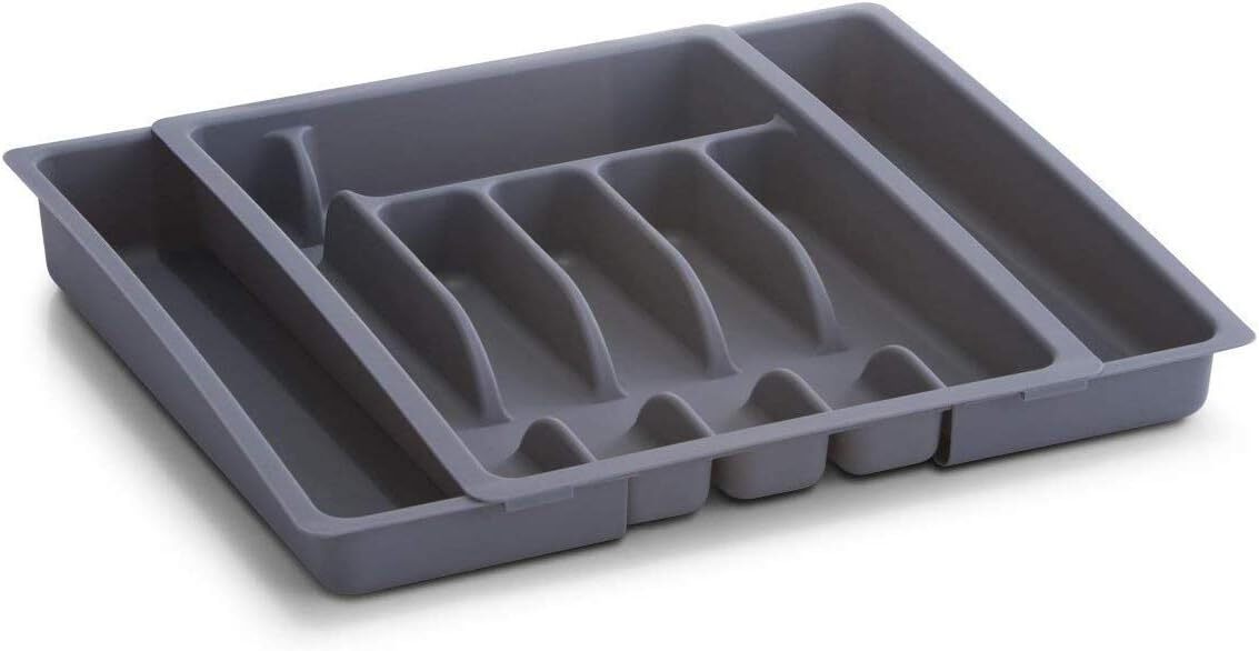 Zeller 24887 Portaposate, Allungabile, Plastica, Grigio, 48x38x6.5 cm Grigio