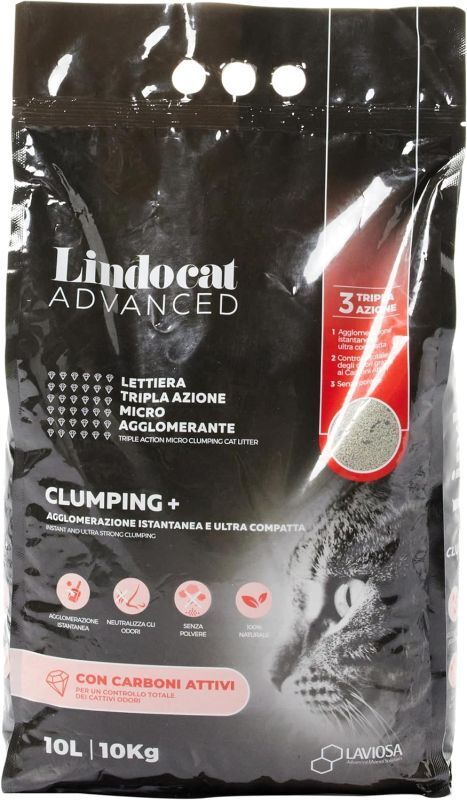 Lindo Cat Lettiera per Gatti Advanced Clumping Plus Carboni Attivi 10 Lt