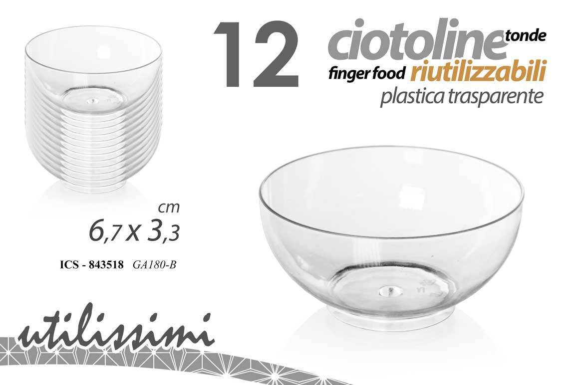12 CIOTOLE TONDE Finger Food PASTICCERIA DOLCI APERITIVO PLAST Gold 6,7*3,3 cm
