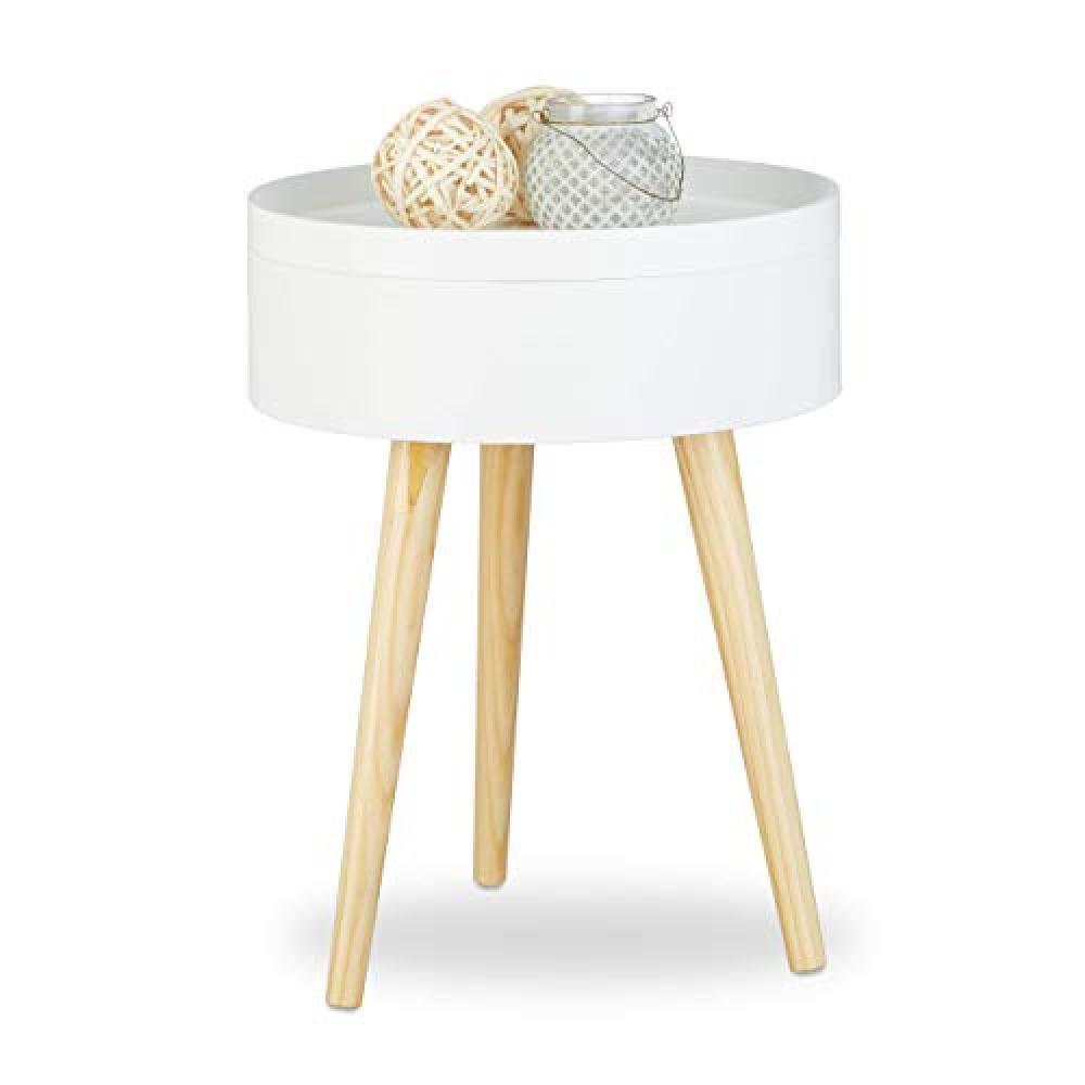 (TG. 38 x 38 x 50 cm) Relaxdays, 100209, Tavolini da Salotto, Bianco, 38 x 38 x