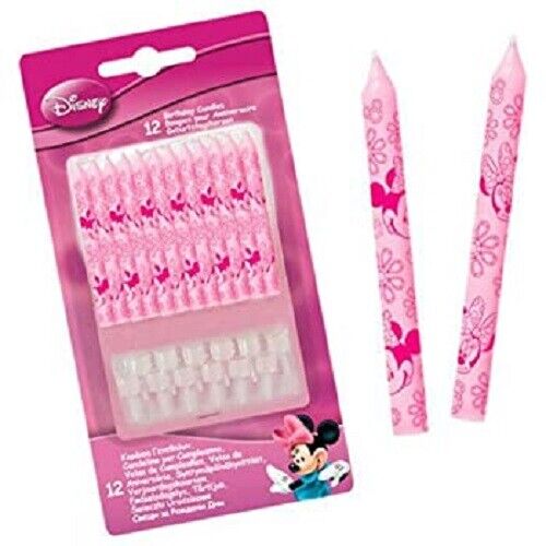 12 CANDELINE MINNIE ROSA COMPLEANNO PARTY CANDELINA FESTE ANIMAZIONE BIMBA