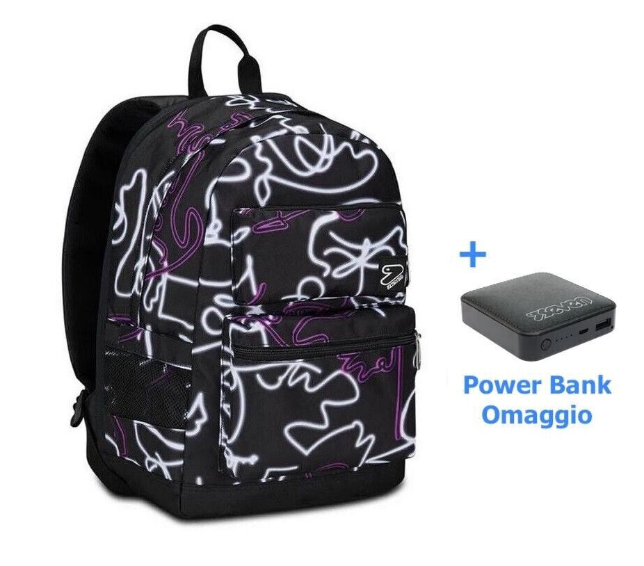 Zaino Seven The Double Pro Pockets estensibile jet black + power bank 2024