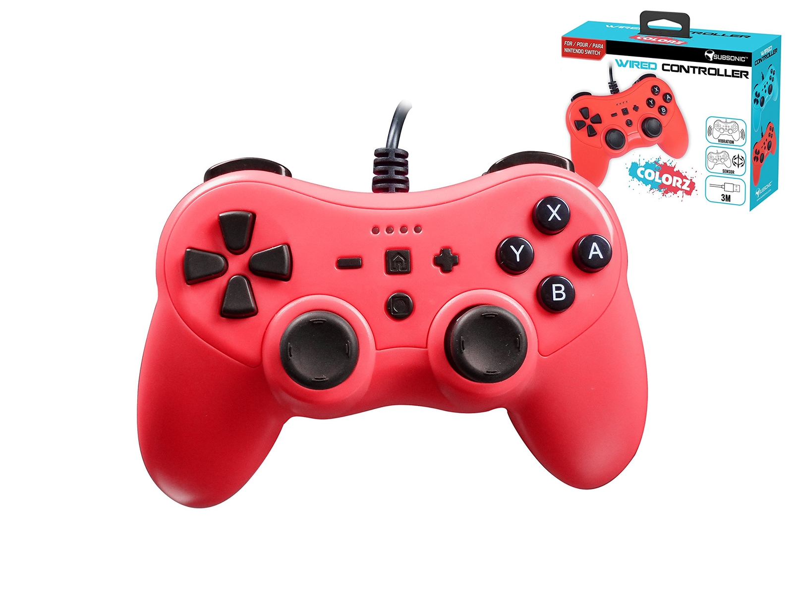 Subsonic Colours Controller With Ultra Long Cable/Vibration (N (Nintendo Switch)