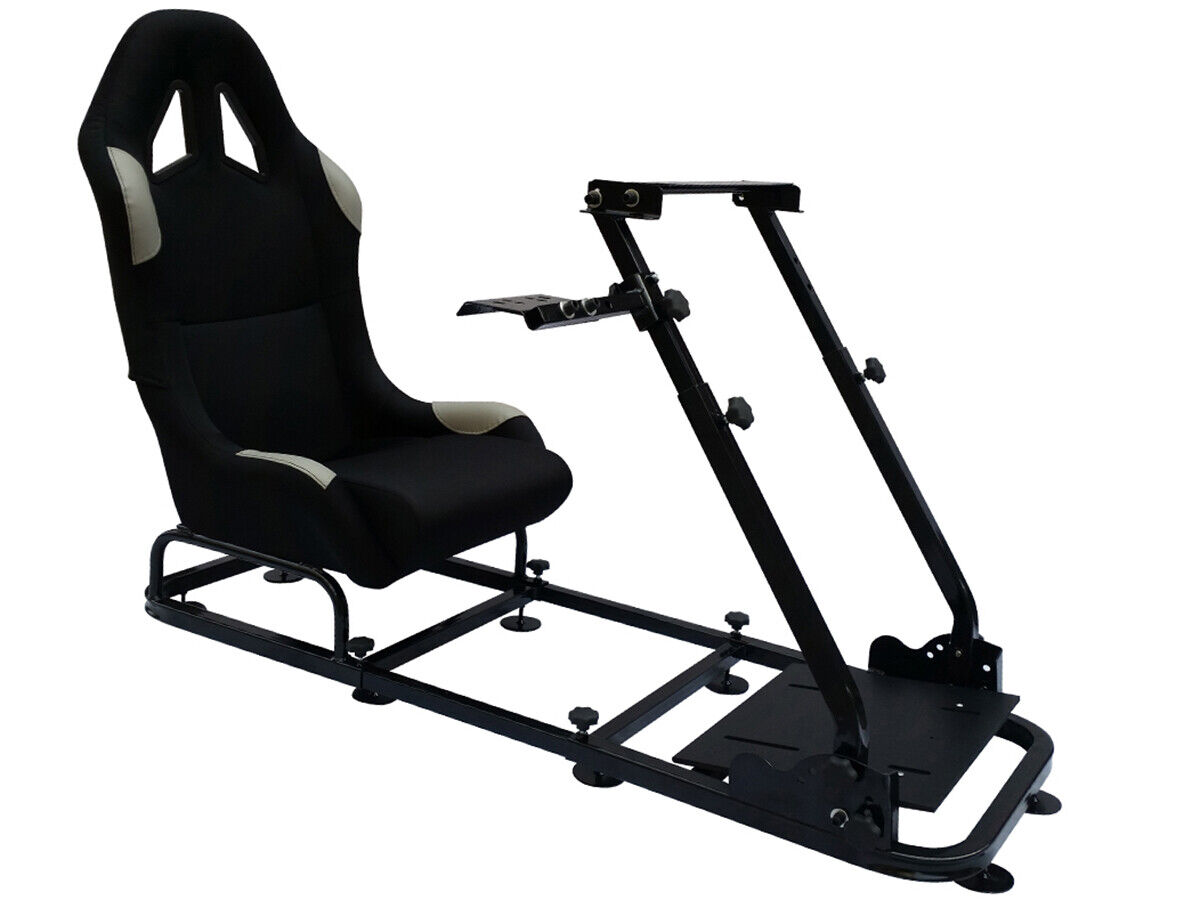 Sedia postazione gioco sedile guida game PC Ps4 Ps3 Xbox tessuto nero/grigio