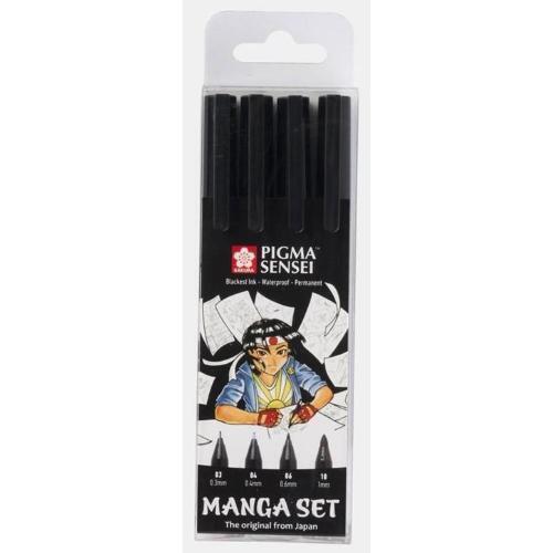 PIGMA MANGA SET 4 BLACK NEW - MANGA PIGMA MICRON - ITA - NUOVO