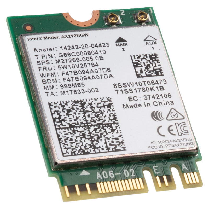 Intel Wi-Fi 6E AX210 Network adapter M.2 2230 802.11ax, AX210.NGWG.NV