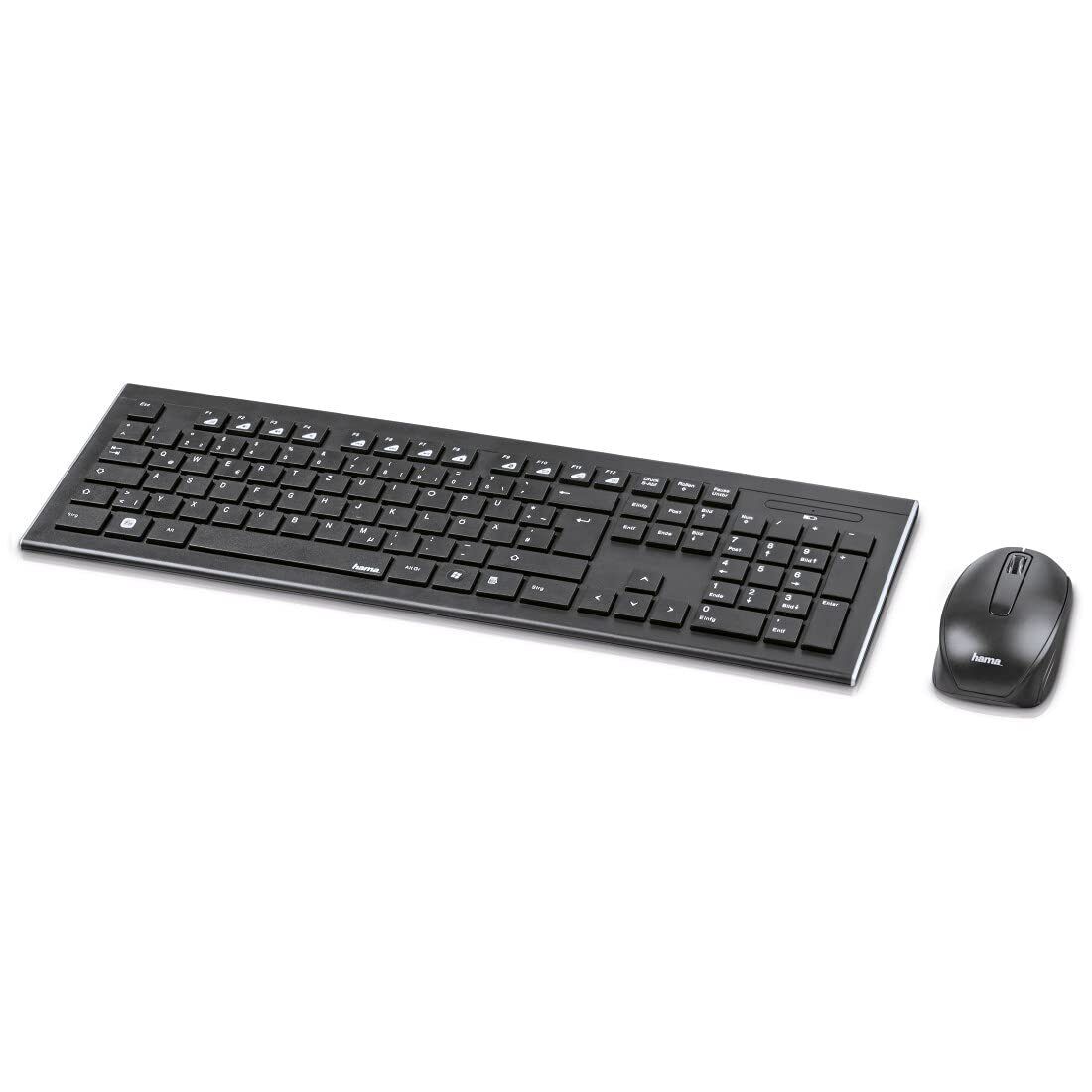 Hama Wireless Keyboard with Mouse Set (German QWERTZ Key Layout, 12 Media Keys,
