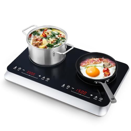COOKTRON Piastra Induzione Doppia, Piastra Induzione 2 Fuochi Portatile, (W1E)