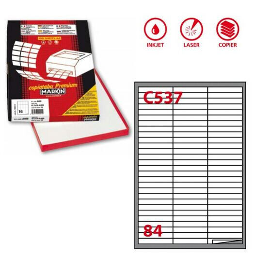 Etichetta adesiva C537 - permanente - 67x10 mm - 84 etichette per foglio -
