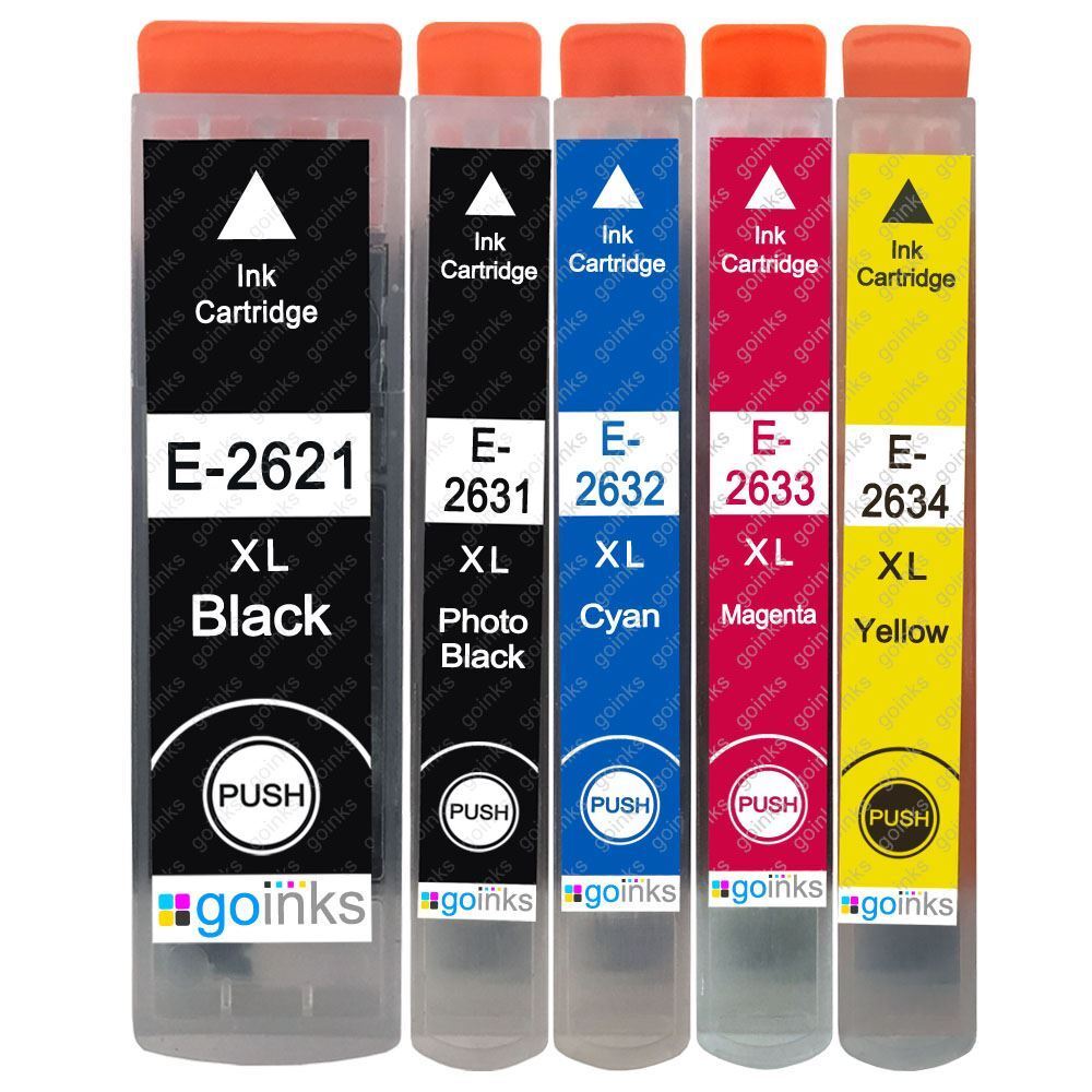 5 Cartucce d'inchiostro per Epson T2621 T2631 T2632 T2633 T2634 (T2636) non-OEM