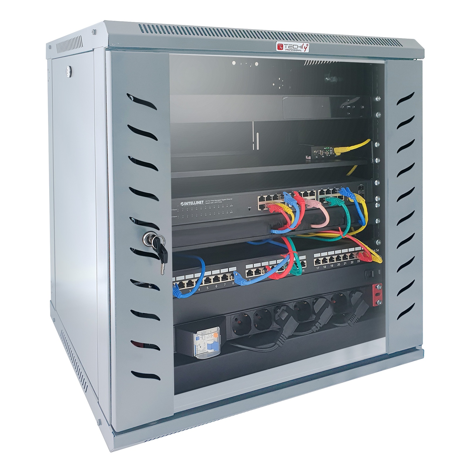 Armadio Rack 19'' a Muro 15 Unit&agrave; P.450 mm Flat Pack Grigio