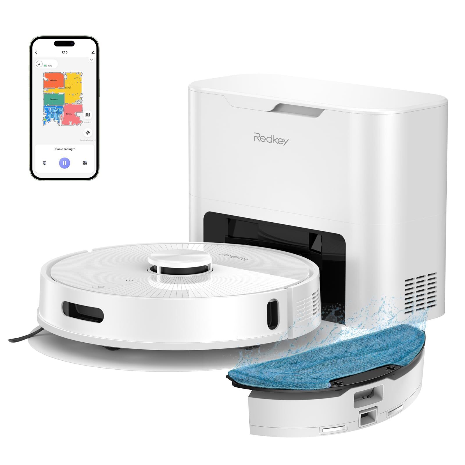 Redkey R10 Aspirapolvere Robot 2 in 1 con stazione di aspirazione e (K9R)