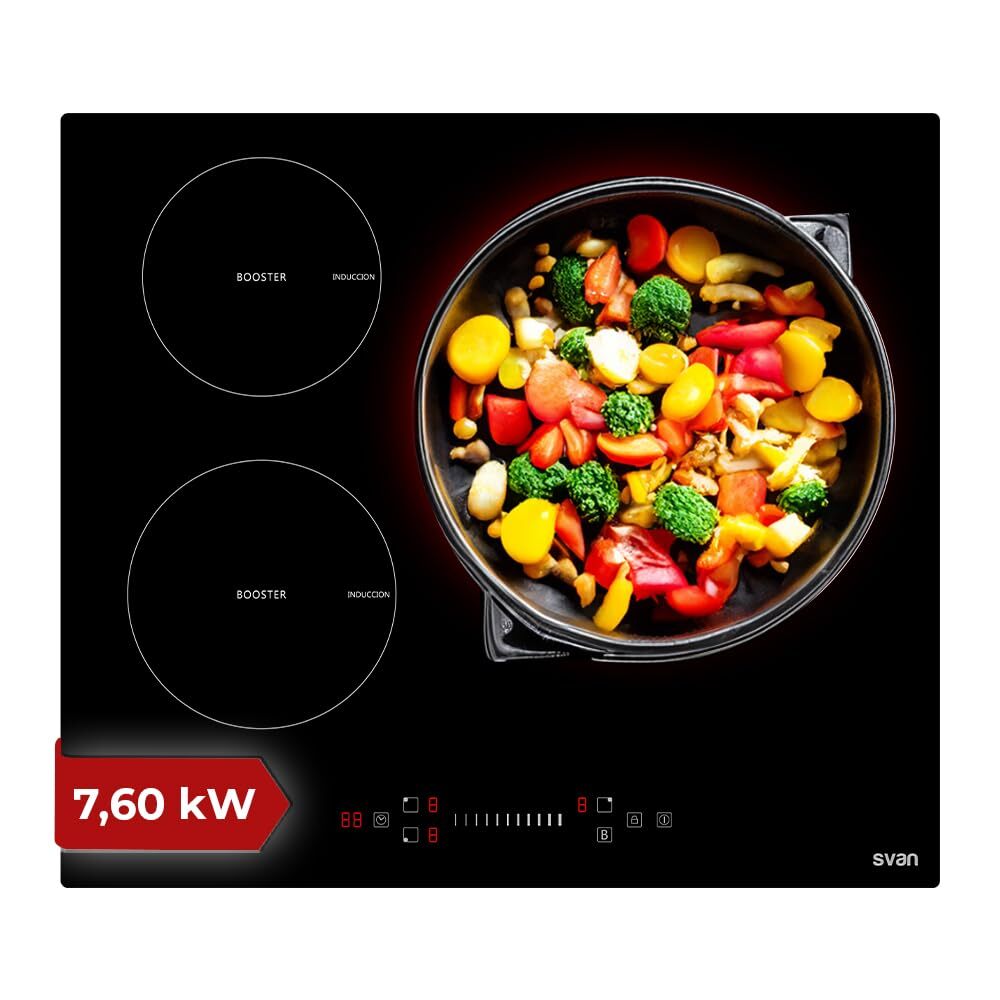 Svan Piastra di induzione in vetro nero 3 fuochi SI3600S. (Z2N)