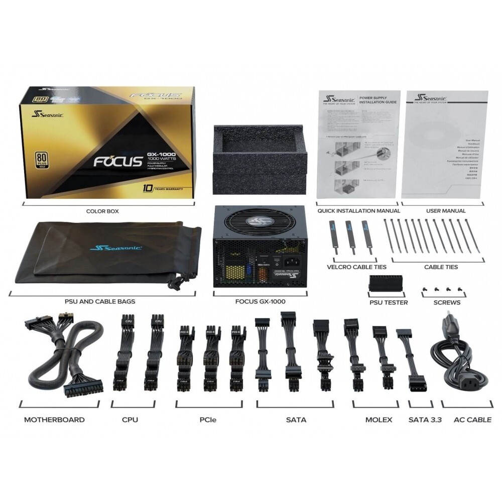 Seasonic Focus+ GX Alimentatore ATX Modulare 80+ Gold da 1000W with 12VHPWR cabl