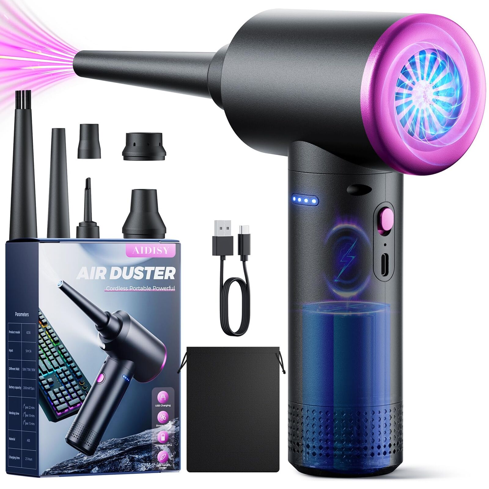 Soffiatore ad Aria Compressa - 100.000 Giri/Min Aria Compressa Spray con Batteri
