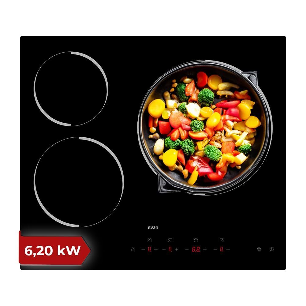 Svan Piastra in vetroceramica vetro nero 3 fuochi SV3601. (m8b)