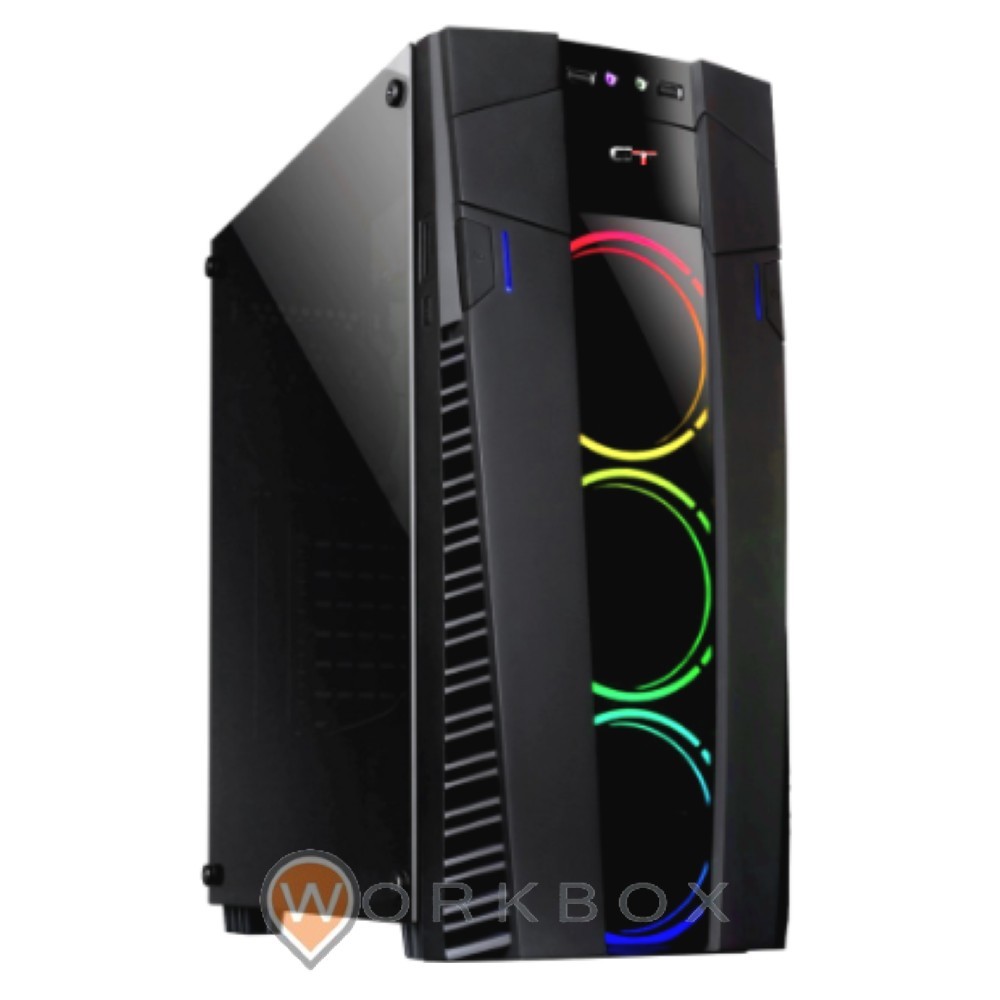 CASE CTESPORTS GAMING ATX VELA ACCIAIO VETRO HD AUDIO USB 3.0 3 VENTOLE RAINBOW