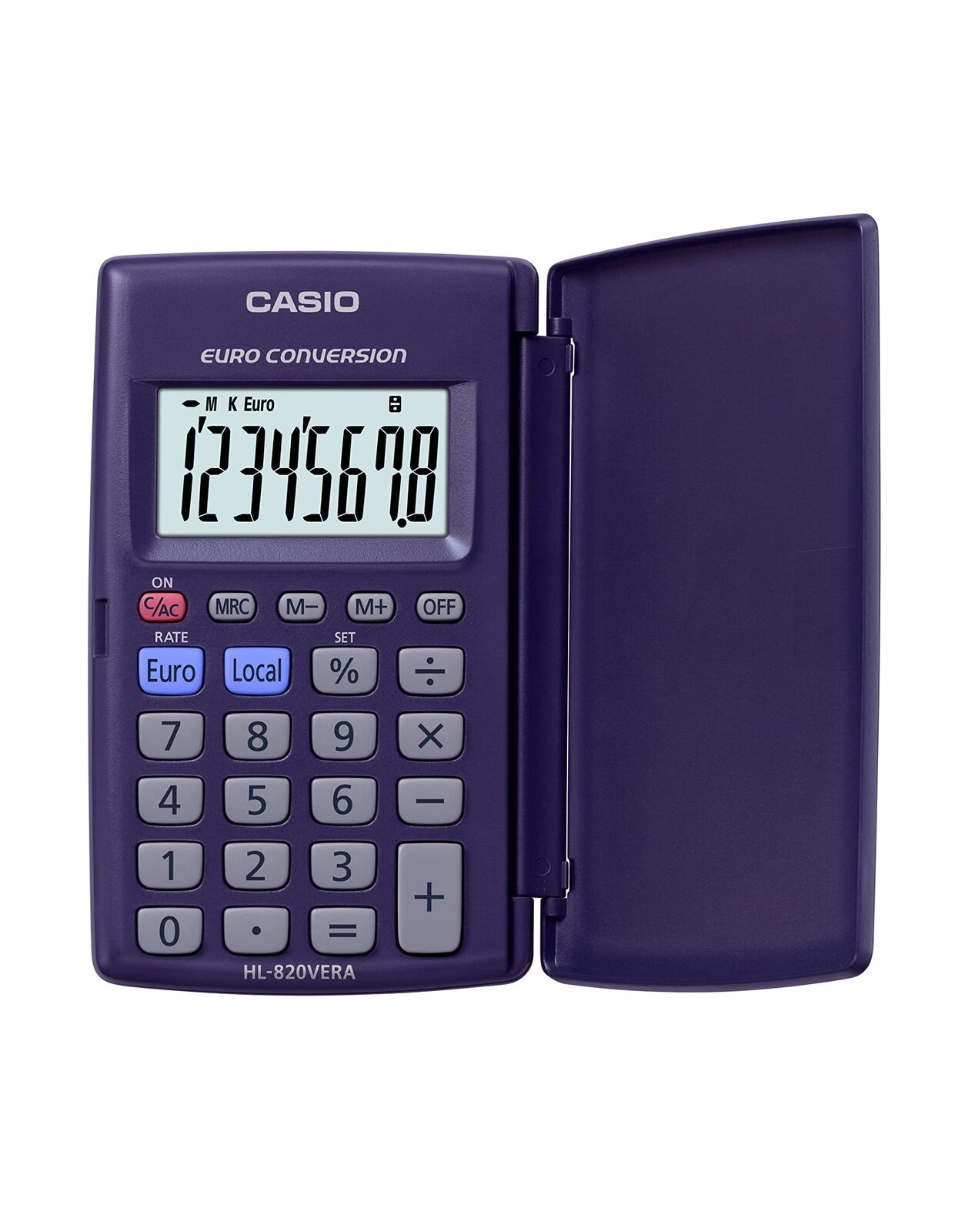 Casio HL-820VER, 8 Digit Pocket Calculator With Euro Conversion,Blue