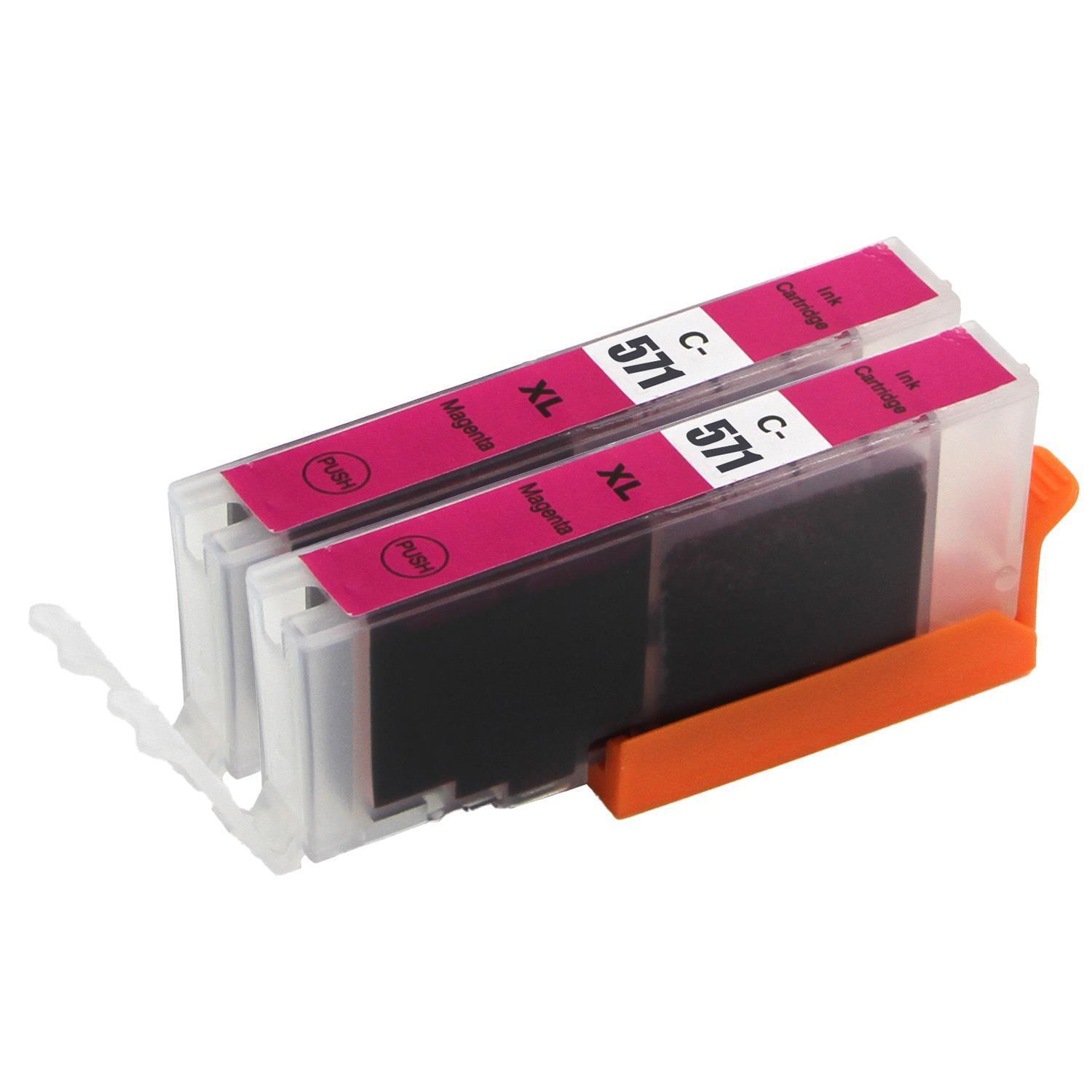 2 Cartucce d'inchiostro Magenta per sostituire Canon CLI-571M (571XLM) non-OEM