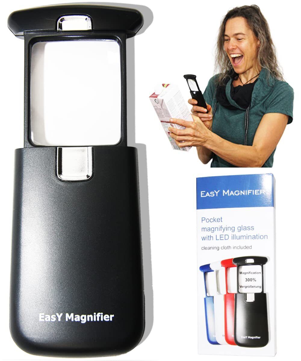 EasY Magnifier Lente di Ingrandimento Tascabile per Lettura 3x con Luce (a3X)