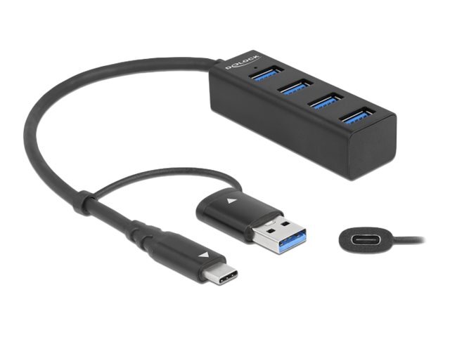 Delock Hub 4 x USB 3.2 Gen 1 + 1 x USB-C 3.2 Gen 1 desktop desktop 63828