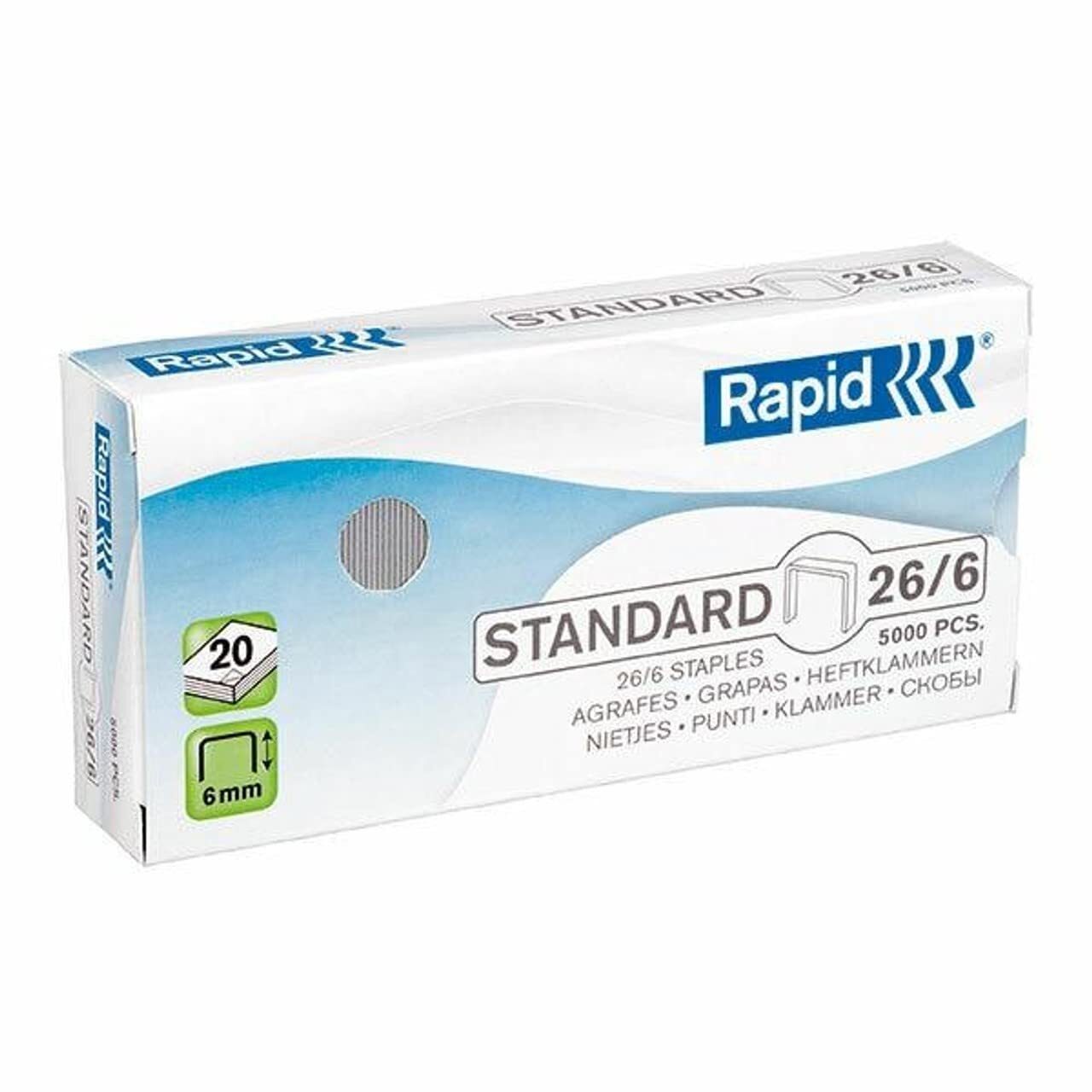Rapid 26/6mm Standard Staples, For Stapling up to 20 Sheets, Use with Desktop an