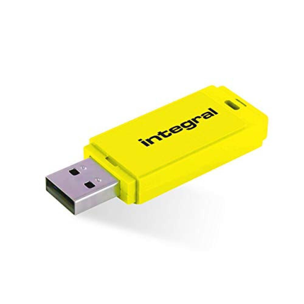 (TG. 128 GB) Integral Neon 128 GB USB 2.0 Flash Drive, Giallo - NUOVO