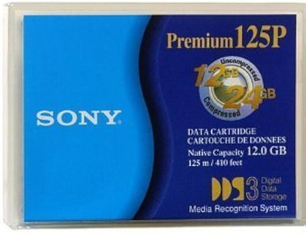 Sony Premium 125P DGD125P 4mm 12GB Nativo/24GB Compresso Cartuccia Dati Nuovo