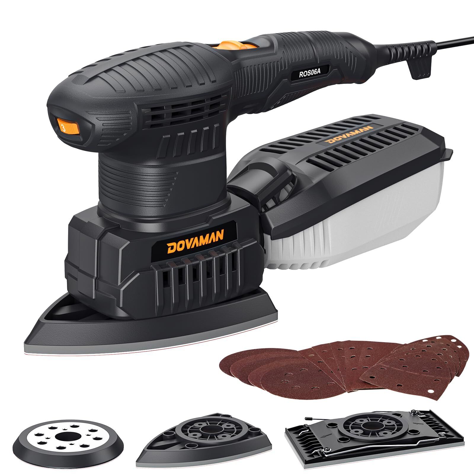 DOVAMAN ROS06A Levigatrice Multifunzione 3-in-1, 200W, 6 Velocità, 15 (b3g)