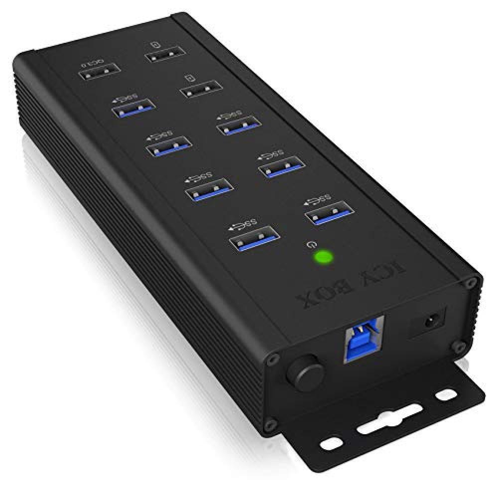 (TG. 7+3 USB-Ports) ICY BOX hub1703 QC3 7 X USB 3.0 Hub Industriale con Adattato