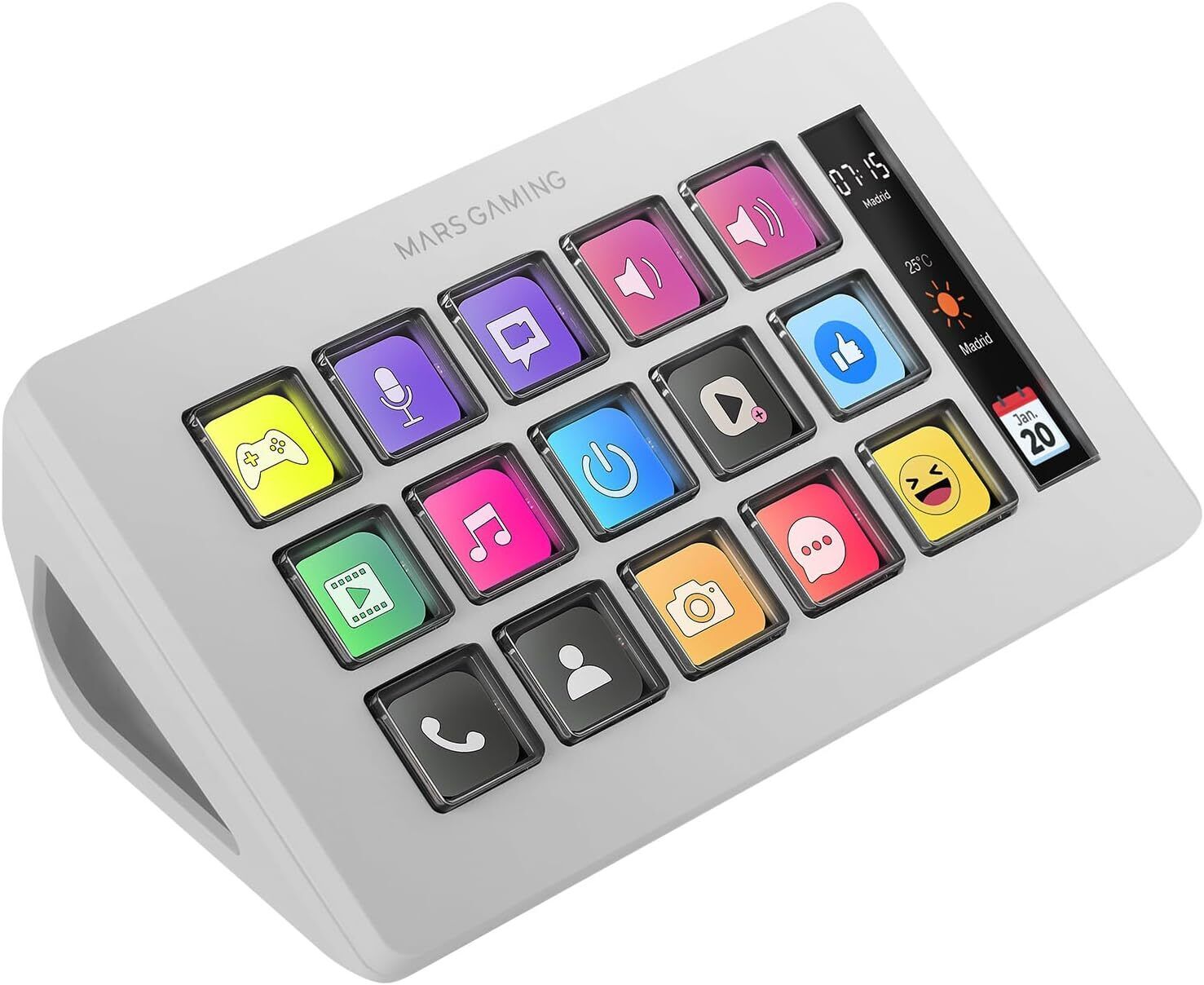 MARSGAMING MSD-One, Control Deck Slim, 15 Tasti LCD Personalizzabili, Display LC