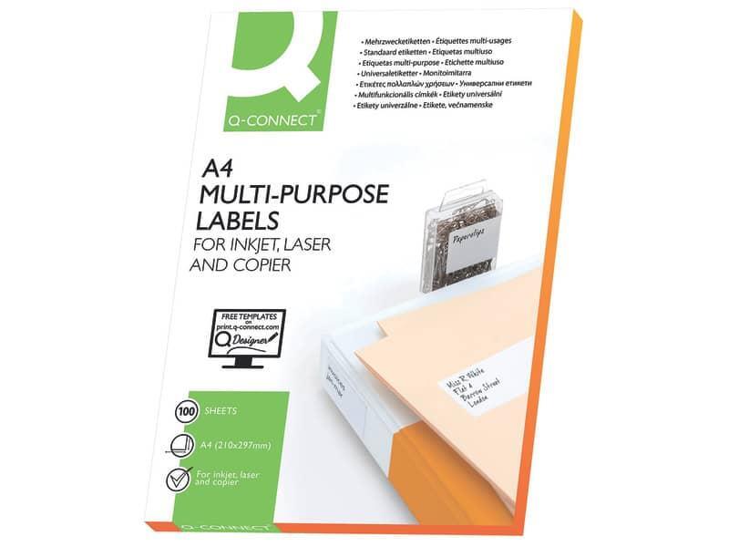 Etichette universali Q-Connect 105x42,3 mm bianco 14. et./foglio Conf. 100 fogli