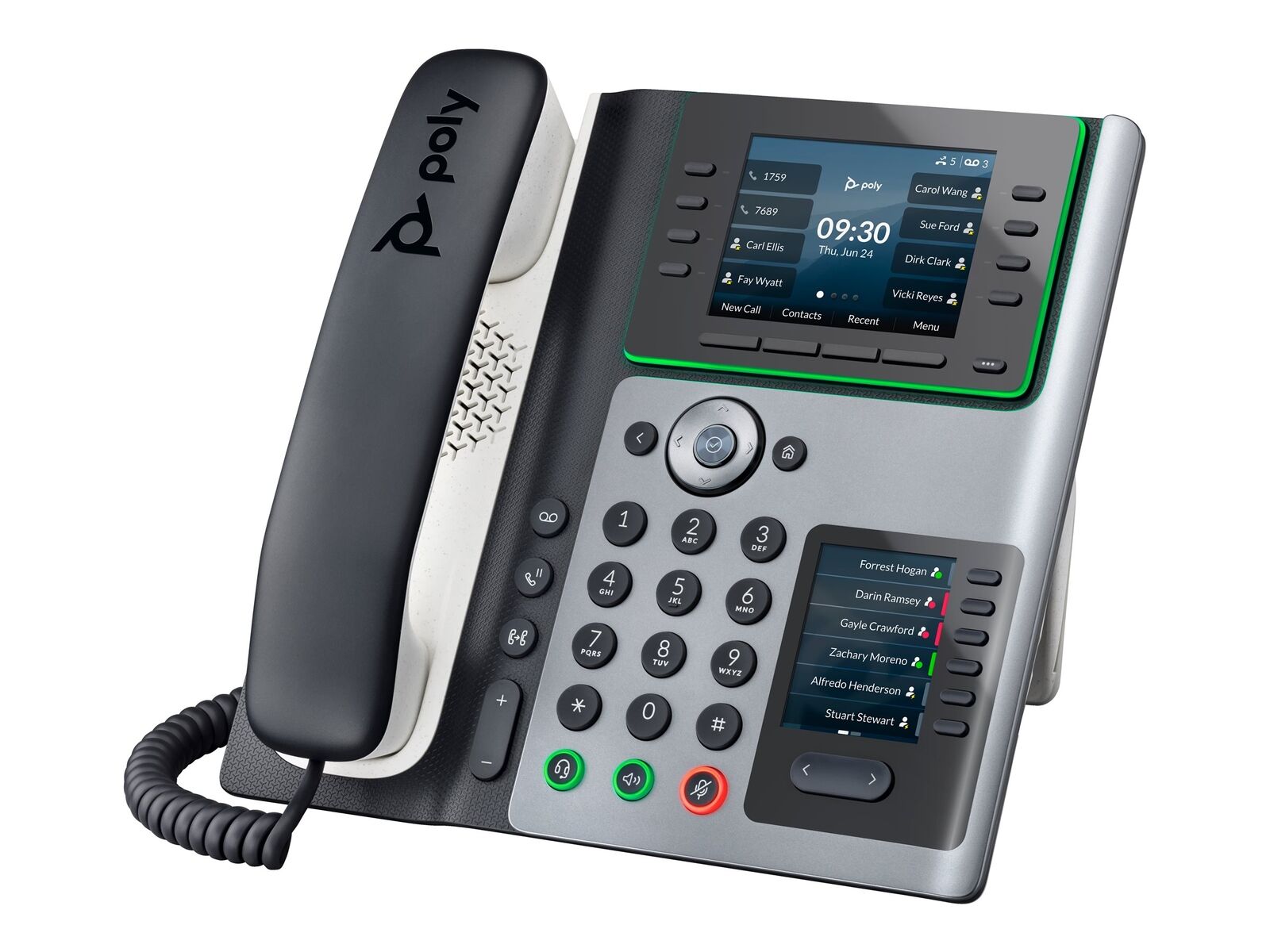 Poly Edge E450 VoIP phone with caller ID/call waiting 3-way call 82M90AA