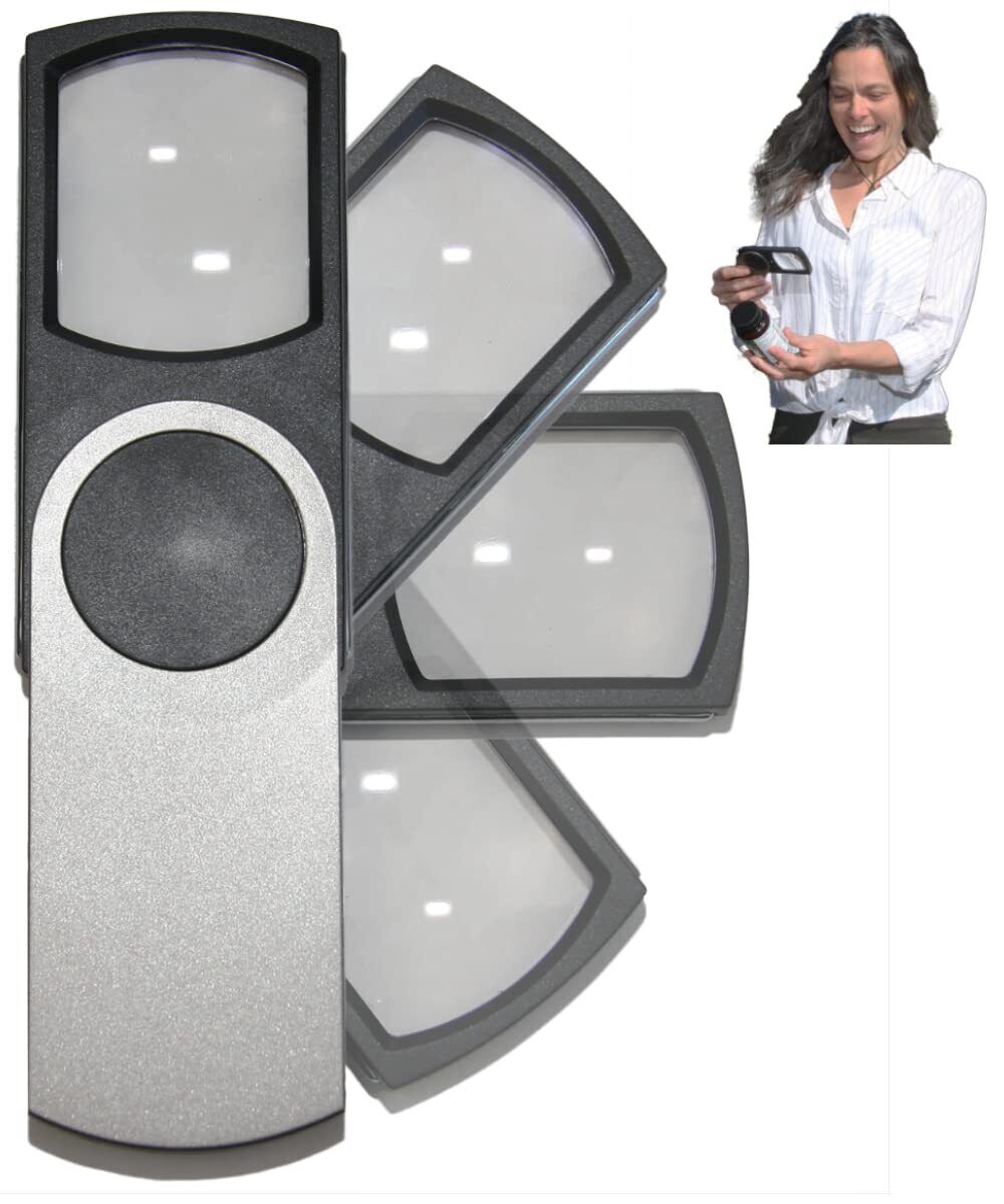 EasY Magnifier Lente di Ingrandimento Tascabile per Lettura 3x con Luce (j8D)