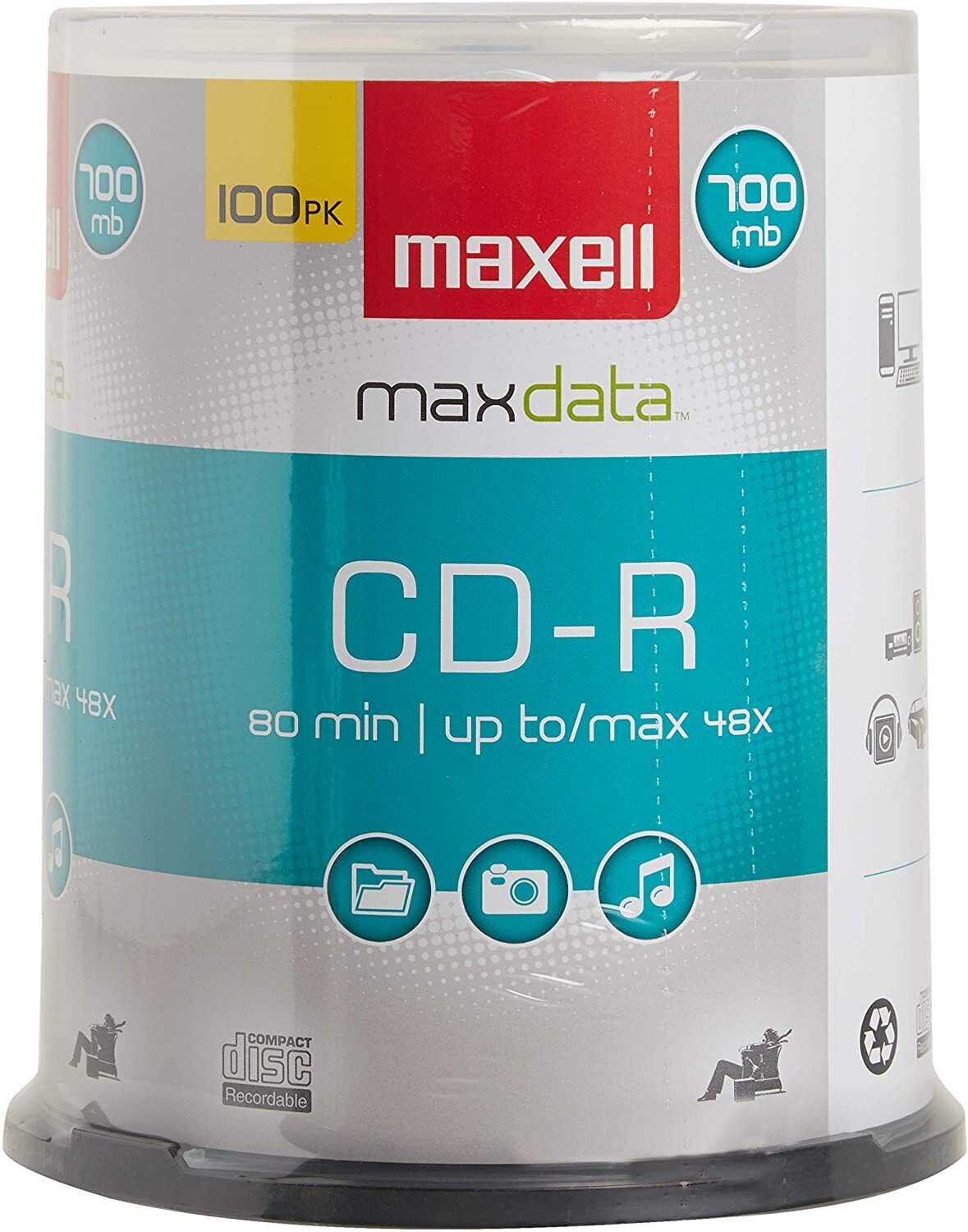 Maxell – 648200, Premium Quality Noise free Surface Playback Recordable CDs 700M