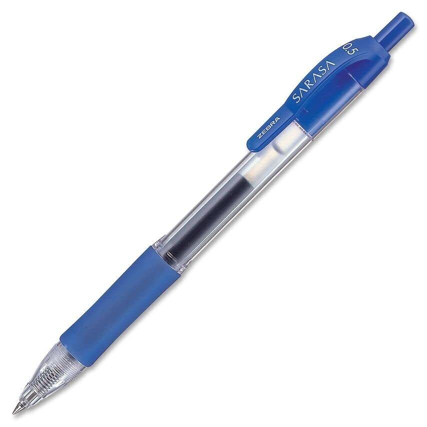 Zebra Sarasa Retractable Rollerball Gel Ink Pen Fine Blue Ref 46720