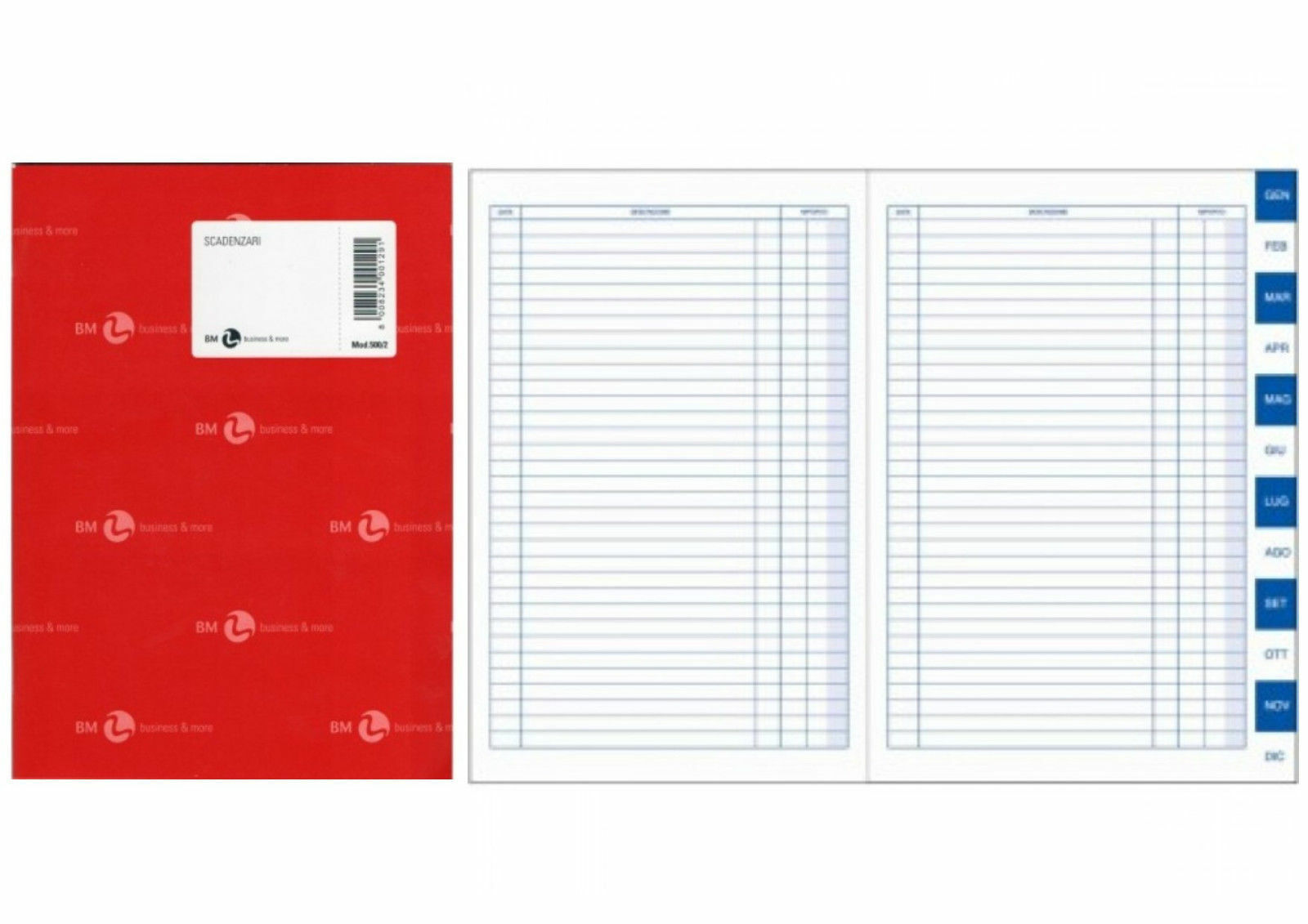 SCADENZIARIO A4 BM CM. 21X30 MOD. 501/4 GENNAIO - DICEMBRE