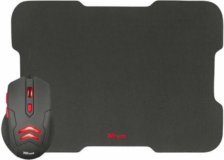 TRUST MOUSE GAMING WIRED + TAPPETINO PAD ZIVA 6 PULSANTI ILLUMINATO LED DA GIOCO