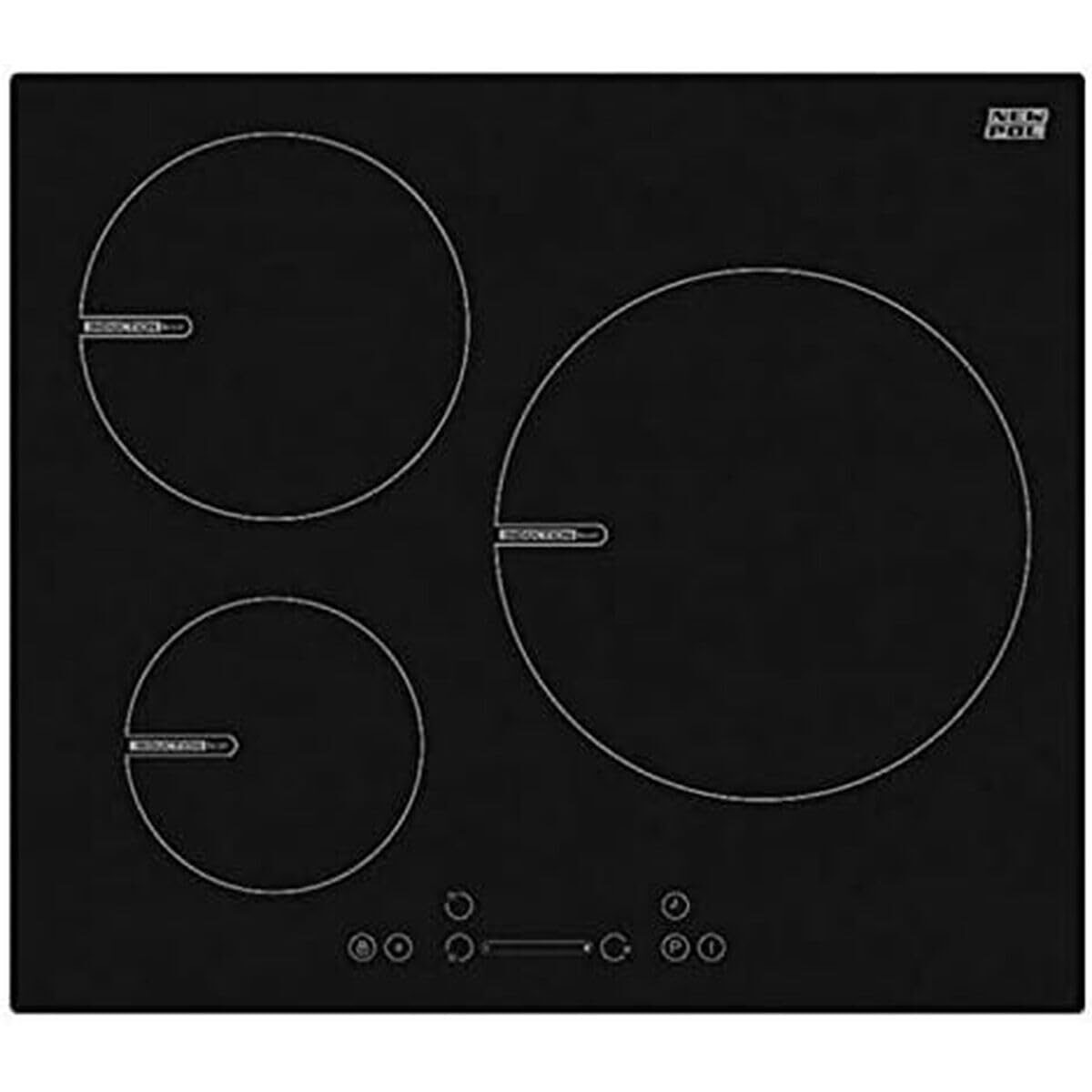 New Pol Controsoffitto a induzione 3 fuochi, Slider, Timer, Big Zone, 29 (r4k)