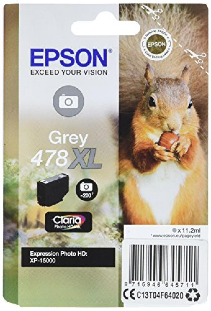 Epson Squirrel Singlepack Grey 478XL Claria Photo HD Ink - NUOVO